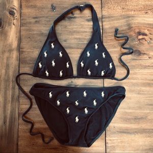 Ralph Lauren Black & Gold Polo Logo Bikini